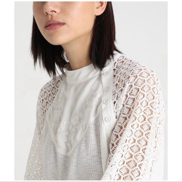 Free People Sweetest Thing Thermal Top size M Lace Balloon Sleeve in White - Picture 6 of 16